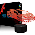 Miniatyrbillede 1 af 7: 3D Illusion Lampe USB LED Racerbil Natlys Skrivebord Atmosfærisk Lampe 7 Farveskiftende Berøringsstyring som Hjem Soveværelse Dekoration