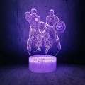 Miniatyrbillede 4 af 9: 7 farve skiftende natlampe 3D atmosfære pære lys 3D visuel illusion LED lampe til børns legetøj fødselsdagsgaver - Spiderman, Iron Man, Captain America