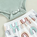 Miniatyrbild 5 av 7: Babykläder Flicka Sommar Söta Kläder 12 18 Månader Spaghettiband Romper & Blommiga Shorts Set green 90CM