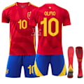 Miniatyrbild 1 av 2: Spanien Euro 2024 Hemma Barn Vuxen Jersey 9 Gavi 17 Williams 19 Yamal Fotbollströja Set NO.10 OLMO 16