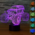 Miniatyrbillede 2 af 7: 3D Illusion LED Lampe til Børn Monster Truck 7 Farver Touch Switch Bordlampe, til Hjem Kontor Børneværelse Tema Monster Trucks Dekoration