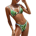Miniatyrbild 1 av 6: WJSMWomens Badkläder Sexig Trosa Micro Bikini Ditsy Blommig Tvådelad Set Baddräkt Färgblock Bandeau Badtopp 2pcs Triangle Grass2 L