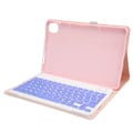 Miniatyrbild 5 av 7: Mini trådlöst tangentbord 11 tum vattentätt ultratunt tyst skrivande bärbart tangentbord med läderfodral för Pad5 Pro5 rosa