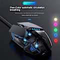 Miniatyrbillede 3 af 8: Ledningsforbundet Gaming Mus Makroer Computermus Mekanisk 5 Farver Åndedrætslys med Lydløs 6 Taster USB Flettet Kabel 4 Hastighed DPI Ergonomi med PC/Bærbar