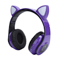 Miniatyrbilde 5 av 7: Bluetooth 5.0 Stereo Musikk Hodetelefoner Katt Øre Belysning Søte Hodesett for Unge Mennesker Lilla Sirkel Mønster