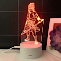 Miniatyrbilde 2 av 7: JUSTUP Anime Naruto nattlys 3D illusjonslampe fjernkontroll Sakura barnerom juledekorasjonslys -- Sasuke Uchiha（Hvit/svart sete）