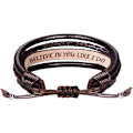 Miniatyrbild 1 av 6: Läderarmband för Män Födelsedagspresenter till Pappa Honom Pojkvän Vänner Justerbara Manschetter Armband för Kvinnor Brun Alla Hjärtans Dag Present till Män
