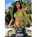 Miniatyrbild 5 av 6: WJSM Dam 2-delad baddräkt Halterneck String Bikini Justerbar Baddräkt med Vadderad Fluorescent Green L