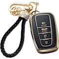 Miniatyrbillede 1 af 6: Toyota nøgleetui med snor, nøglebeskyttelse til 2018-2022 Camry Highlander RAV4 C-HR Avalon Prius Corolla GT86 Smart Key Holder