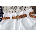 Miniatyrbilde 5 av 6: Baby Småbarn Jenter Sommer Antrekk 2-3 År Barn Blomsterprint T-Skjorte Ermeløs Topp Belte Shorts Bukser Sett 90cm