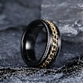 Miniatyrbillede 2 af 6: Intertwine Sort Guld Rustfrit Stål 8mm Ringe til Mænd Spinner Fidget Ring Angst Ring til Mænd Kantkæde Indlæg-10.5