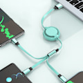 Miniatyrbilde 6 av 6: Inntrekkbar hurtigladerkabel 2.4A, enveis inntrekkbar 3-i-1 USB-ladekabel kompatibel med mobiltelefoner/nettbrett