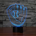 Miniatyrbilde 3 av 8: 3D LED Baseball-hansker Optisk Illusjon Sensor Nattlys med Smart Berøring & USB-kabel 7 Farger Skiftende LED Atmosfærisk Lampe