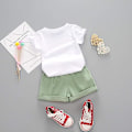 Miniatyrbillede 3 af 7: Baby Småbørn Piger Tøj Vandmelon T-shirt Toppe Hør Shorts Sæt Søde Sommer Shorts Sæt green 110cm