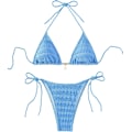 Pikkukuva 1 / 7: WJSM Naisten Halter-solmio Sivu Kolmio Bikinisetti Korkea Leikkaus 2-osainen Bikini Uimapuku Uimapuku Blue Color L
