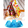 Miniatyrbillede 3 af 3: Peberkagehusform 6-huls Jul Lille Hus Bageplade Silikone Bageforme 3D til DIY Fremstilling Brownies Chokolade