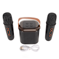 Miniatyrbillede 1 af 7: Mini Karaoke Maskine Stereo Bærbar RGB Lys Bluetooth Højttaler med 2 Trådløse Mikrofoner til Hjemmefest Sort