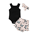 Miniatyrbild 1 av 8: Babykläder Flicka Sommar Söta Kläder 12 18 Månader Spaghettiband Romper & Blommig Shorts Set black 80CM