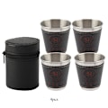 Miniatyrbilde 1 av 6: 4 stk 70 ml rustfritt stål mini bærbar vinkopp med skinntrekk for reisepiknik