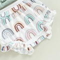 Miniatyrbild 6 av 7: Babykläder Flicka Sommar Söta Kläder 12 18 Månader Spaghettiband Romper & Blommiga Shorts Set green 100CM