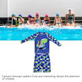 Miniatyrbild 5 av 6: Pojkar Flickor Tvådelad Badkläder Snabbtorkande Dinosaurie Mönster UV-skydd Långärmad Rash Guard Set Blå M