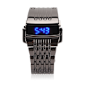 Miniatyrbilde 1 av 7: Alloy Watch LED Digital Display Hurtigutløsing Moteriktig Herre Klokke for Daglig Forretning Svart Blått Lys
