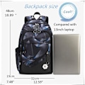 Miniatyrbild 3 av 7: Skolryggsäck för tonårspojkar Laptop Bookbag Barn Skolväska för grundskolan Black+blue Style B-No USB Port