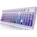 Miniatyrbild 1 av 6: V97 Söt Krämfärgad Tangentbord, Bluetooth/2.4GHz Speltangentbord Trådlöst med RGB-Bakgrundsbelysning, Medieknapp, Böjd Kropp, Laddningsbart Tyst Datortangentbord Purple