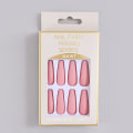 Miniatyrbilde 1 av 4: Matte Falske Negler Medium Ren Farge Ballerina Full Cover Art Falske Negl Tips Trykk på Negler 48Pcs for Kvinner og Jenter (rosa)