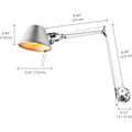 Miniatyrbilde 4 av 8: Tre-farget variabel belysning lang svingarm vegglampe, utvidbar vegglampe med justerbart hode, sølv liten