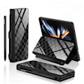 Miniatyrbillede 1 af 6: Til Samsung Galaxy Z Fold 4 Etui med S-Pen Holder Flip Plating Glas Crystal Hybrid Læder All-Inclusive Cover, med hængselbeskyttelse