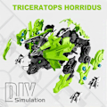 Miniatyrbild 4 av 6: Mekaniska dinosaurie leksaker, hands craft elektronik Triceratops byggsats för barn interaktiva gående robot byggklossar set present (Triceratops)