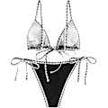 Miniatyrbild 3 av 5: WJSM Dam Triangle Bikini Floral String Bikini Set Tvådelad Baddräkt 3-black1 S