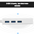 Miniatyrbild 6 av 7: USB 3.0 HUB Typ C till RJ45 Ethernet 3 portars USB-adapter