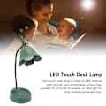 Miniatyrbillede 5 af 5: 3W LED Touch Bordlampe 3 Gear Justerbar Foldbar Kronblad Form Desktop Bordlampe USB 5V Green