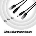 Miniatyrbillede 5 af 7: Power Over Ethernet Vandtæt 12V Gennemgående POE Injektor Splitter Adapter Kabel (Sort)