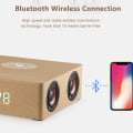 Miniatyrbild 4 av 5: Trådlös Bluetooth-högtalare med digital väckarklocka i trä, 12 W, bärbar elektrisk, med touch-knappar och intelligent avkänning för sovrum, kontor och resor, gul
