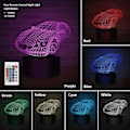 Miniatyrbillede 3 af 6: 3D Natlys Beetle Bil & Sportsvogn, LED Illusion Lampe 7 Farver og 16 Farver Skiftende Bord Skrivebord Sengelamper Soveværelse Dekoration Optiske Lamper