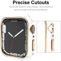 Miniatyrbild 5 av 5: För Apple Watch Series 7 41mm, Pläterad Rigid PC Ram Fallskydd Slim All-Around Bumper Case för Apple Watch Series 7 （roséguld vit）