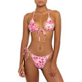 Miniatyrbild 1 av 5: Bikinis Badkläder Set för Kvinnor Badkläder Triangel Baddräkt Tie String Trosa Floral Red M