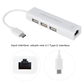 Miniatyrbild 5 av 7: Typ-C-nätverkskabelnav Typ-C-nätverkskabelnav 100M Drivfri 2.0 HUB Nätverkskort RJ45 Vit