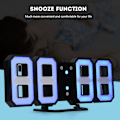 Miniatyrbillede 7 af 7: 3D LED Digital Væg Alarmur med 3 Lysstyrkeniveauer Snooze-funktion 12/24H Display 3-farver