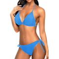 Miniatyrbilde 3 av 5: WJSM Kvinners Triangle Bikini Sett Halter Todelt Sexy Badedrakt String Tie Side Badetøy Aqua Blue M