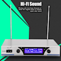 Miniatyrbillede 3 af 7: VHF Dual-kanals trådløs mikrofon system Hi-Fi trådløs mikrofon system til KTV -