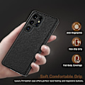 Miniatyrbilde 5 av 7: Samsung Galaxy S25Ultra 6.9-tommers deksel, Premium Lær Klassisk Luksus PU Sklisikkert Grep Robust Støtfanger Støtsikkert Fullkropps Beskyttende Black