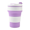 Miniatyrbild 1 av 2: Hopfällbar Campingmugg, läckagesäker vattenkopp med lock, silikonkaffemugg, vandring, resor, picknick lila 350ML