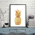 Miniatyrbilde 6 av 8: Wekity Golden Pineapple og tekstveggkunst lerretstrykkplakat, enkel mote kunsttegning dekor for hjemmestue soverom kontor og barns R