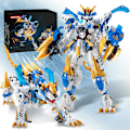 Miniatyrbillede 9 af 9: Mecha Byggeklodser Legetøj 2i1 Dyr Transformerende Robot Byggesæt med Hvid Tiger Samleobjekter Gave (515 Dele) (Hvid Tiger)