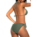 Miniatyrbillede 2 af 5: WJSM Kvinde Trekantet Bikini Sæt Halter Todelt Sexet Badedragt String Binde Side Badetøj Light Army Green L