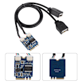 Pikkukuva 5 / 7: M.2 NGFF - USB -sovitinkortti KEY A E -liitäntään, kaksi USB2.0 -porttia, laajennuskortti, kaapeliadapteri